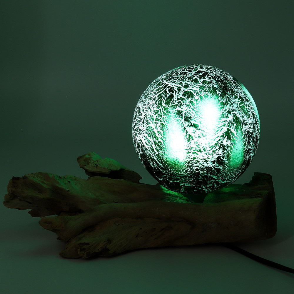 Lampe DriftGlow Abat-jour émeraude craquelé
