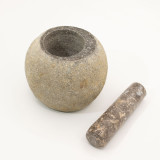 Pilon et mortier décoratifs en pierre de rivière naturelle - Grand format (environ 15 x 12 cm)