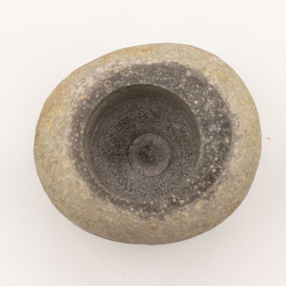 Pilon et mortier décoratifs en pierre de rivière naturelle - Grand format (environ 15 x 12 cm)