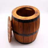 Tabouret et support de parasol en forme de tonneau de bière - Bois naturel 38 x 32 cm