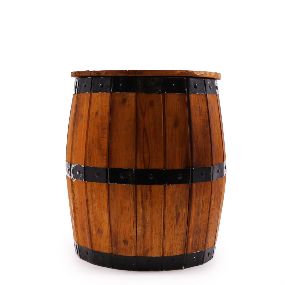 Tabouret et support de parasol en forme de tonneau de bière - Bois naturel 38 x 32 cm