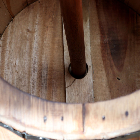 Tabouret et support de parasol en forme de tonneau de bière - Bois naturel 38 x 32 cm
