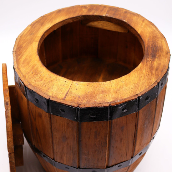 Tabouret et support de parasol en forme de tonneau de bière - Bois naturel 38 x 32 cm