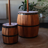 Tabouret et support de parasol en forme de tonneau de bière - Bois naturel 38 x 32 cm