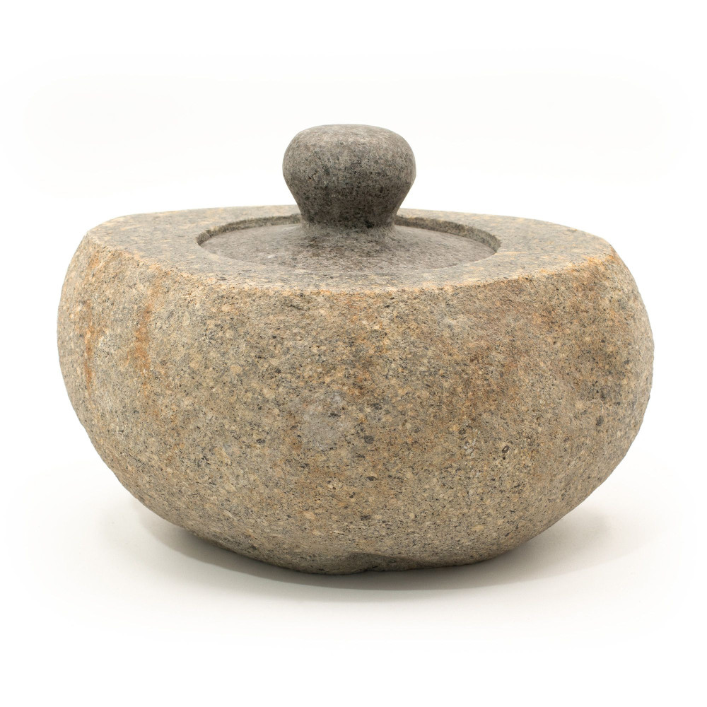 Pot de mise à la terre en pierre de rivière naturelle - Grand (environ 15 x 12 cm)