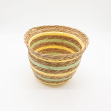 Paniers en jonc de mer et paille en forme de vase - Jaune et vert naturels - Lot de 3