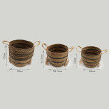 Grands paniers en feuilles de bananier et jonc de mer - Bruns naturels - Lot de 3