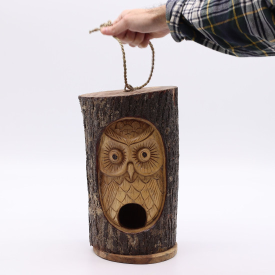 Tronc d'arbre - Nichoir - Hibou sage