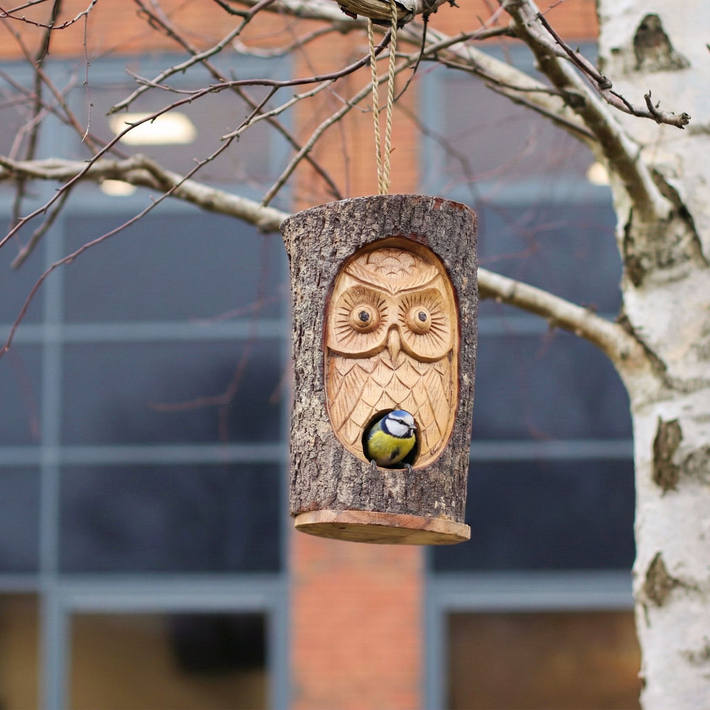 Tronc d'arbre - Nichoir - Hibou sage