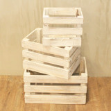 Caisses de rangement en bois - Blanchies à la chaux (Lot de 3)