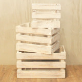 Caisses de rangement en bois - Blanchies à la chaux (Lot de 3)