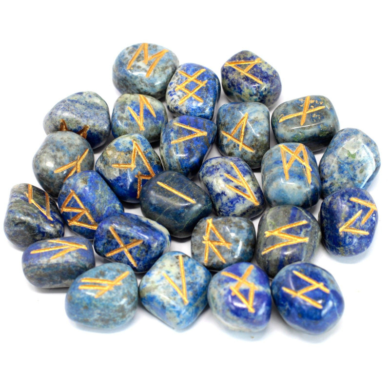 Ensemble de pierres runiques dans une pochette - Lapis
