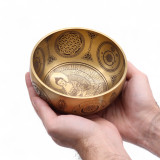 Bouddha en laiton pur gravé - Lot de 4 - Environ 3,85 kg