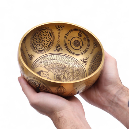 Bouddha en laiton pur gravé - Lot de 4 - Environ 3,85 kg