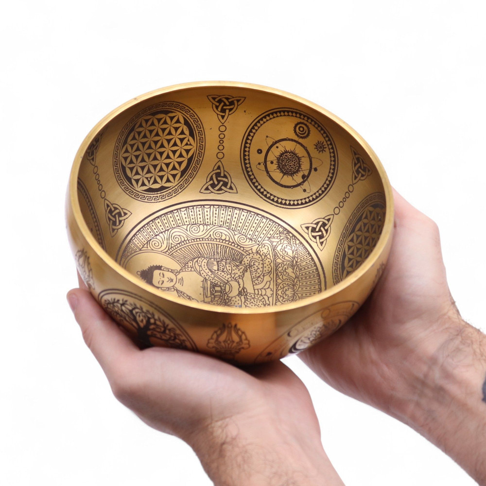 Bouddha en laiton pur gravé - Lot de 4 - Environ 3,85 kg