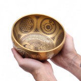 Bouddha en laiton pur gravé - Lot de 4 - Environ 3,85 kg