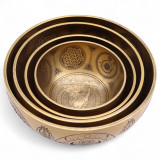Bouddha en laiton pur gravé - Lot de 4 - Environ 3,85 kg