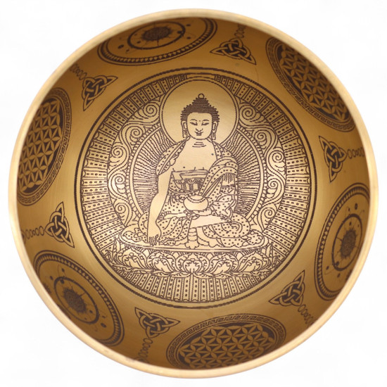 Bouddha en laiton pur gravé - Lot de 4 - Environ 3,85 kg