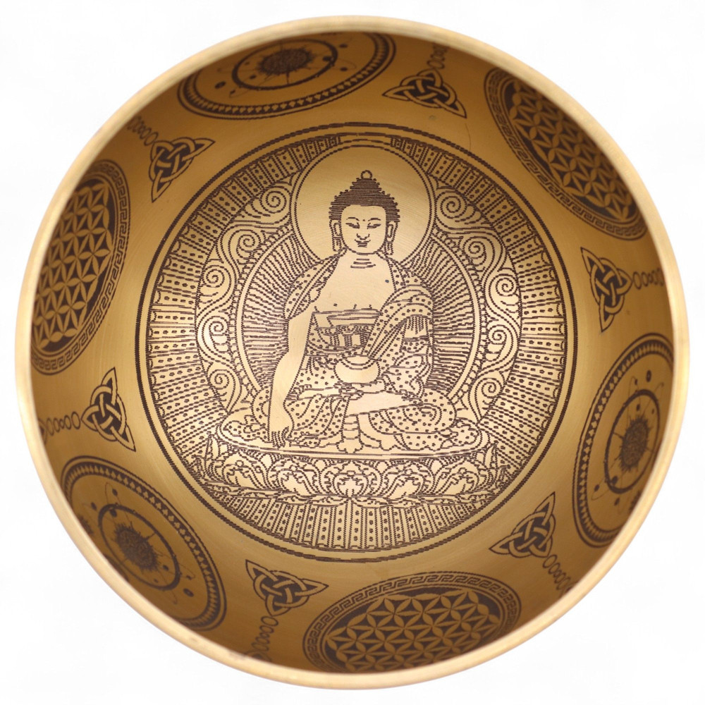 Bouddha en laiton pur gravé - Lot de 4 - Environ 3,85 kg
