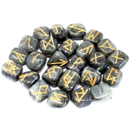 Ensemble de pierres runiques en pochette - Labradorite