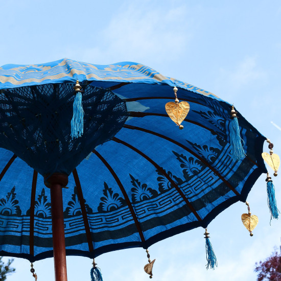 Parasol de patio Bali - Coton - Décor turquoise - 1,5 m