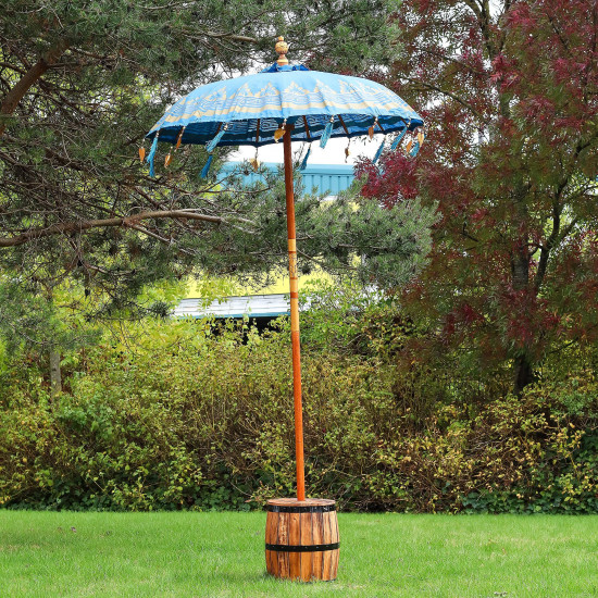 Parasol de patio Bali - Coton - Décor turquoise - 1,5 m