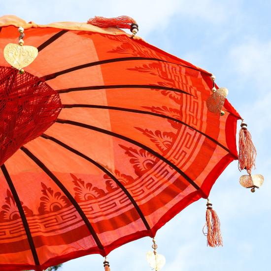 Parasol de patio Bali - Coton - Décor orange - 1,5 m