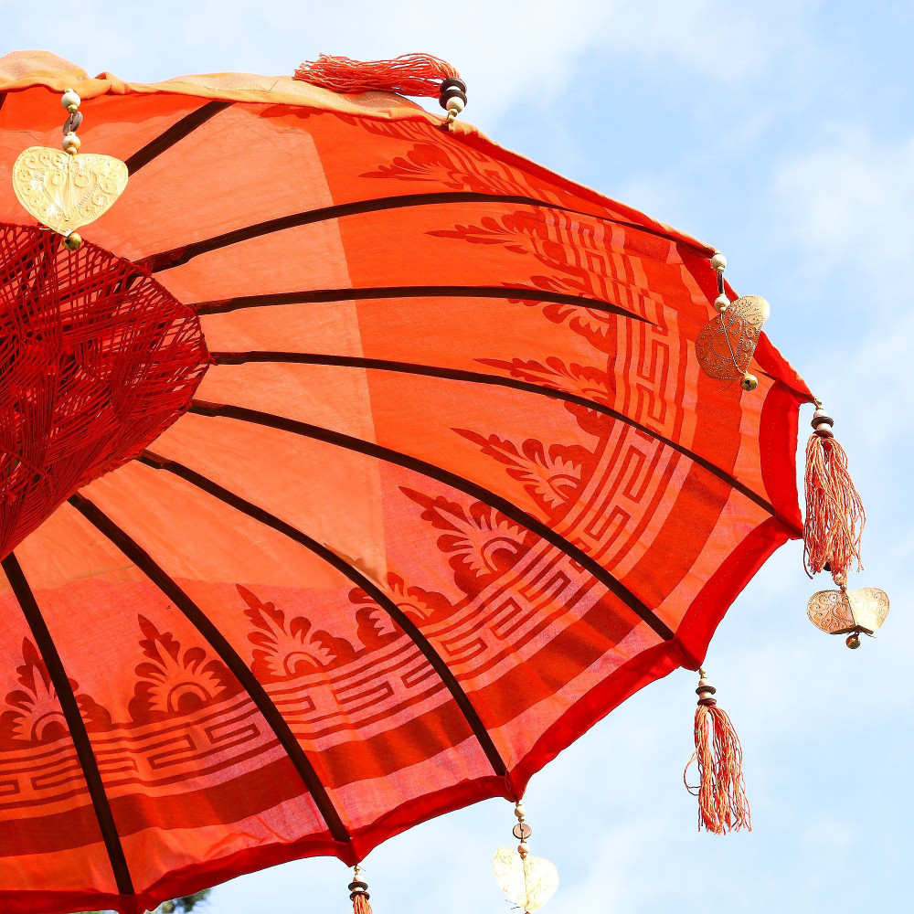Parasol de patio Bali - Coton - Décor orange - 1,5 m