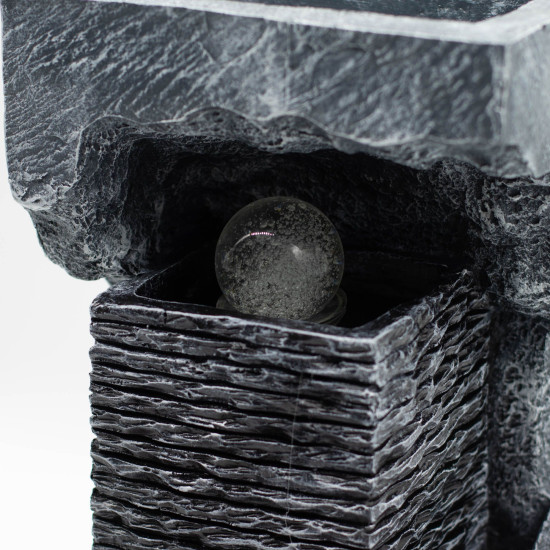 Grande fontaine - 24 x 22 x 48 cm - Boule de cristal à Couleurs Changeantes dans la roche