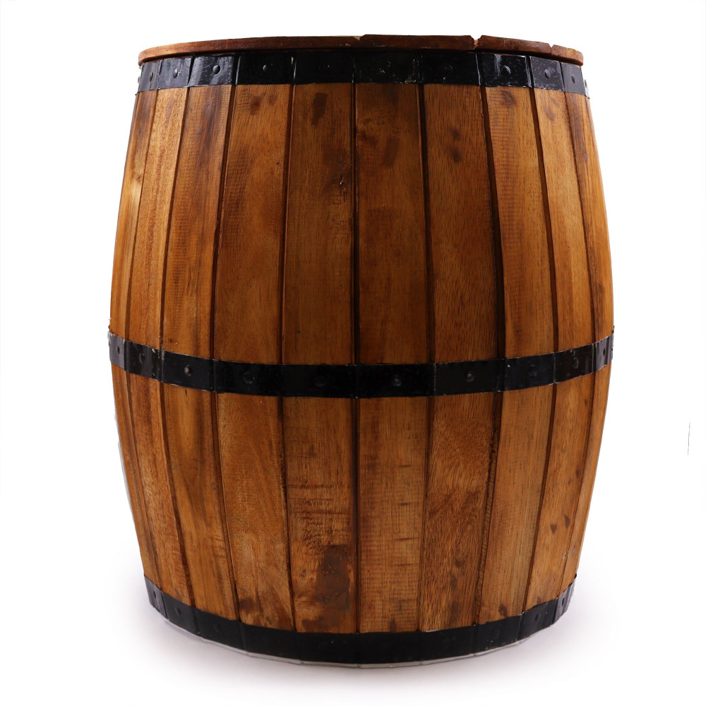Table d'appoint et support pour parasol en tonneau de bière - Bois naturel 60 x 48,5 cm
