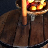 Table d'appoint et support pour parasol en tonneau de bière - Bois naturel 60 x 48,5 cm