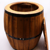 Table d'appoint et support pour parasol en tonneau de bière - Bois naturel 60 x 48,5 cm