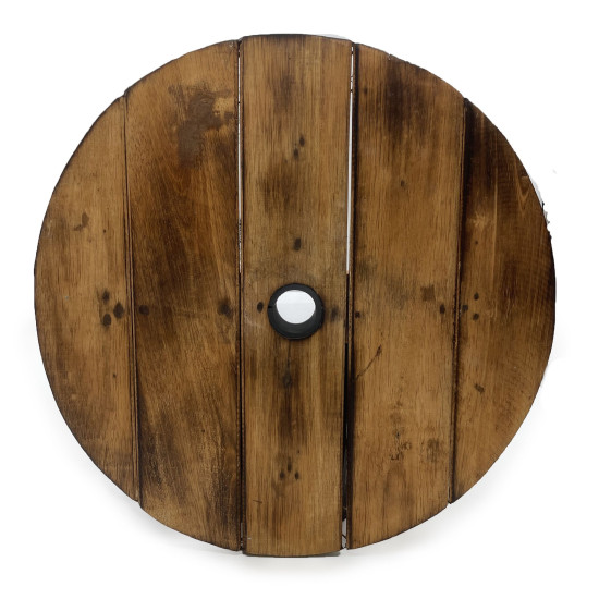 Table d'appoint et support pour parasol en tonneau de bière - Bois naturel 60 x 48,5 cm