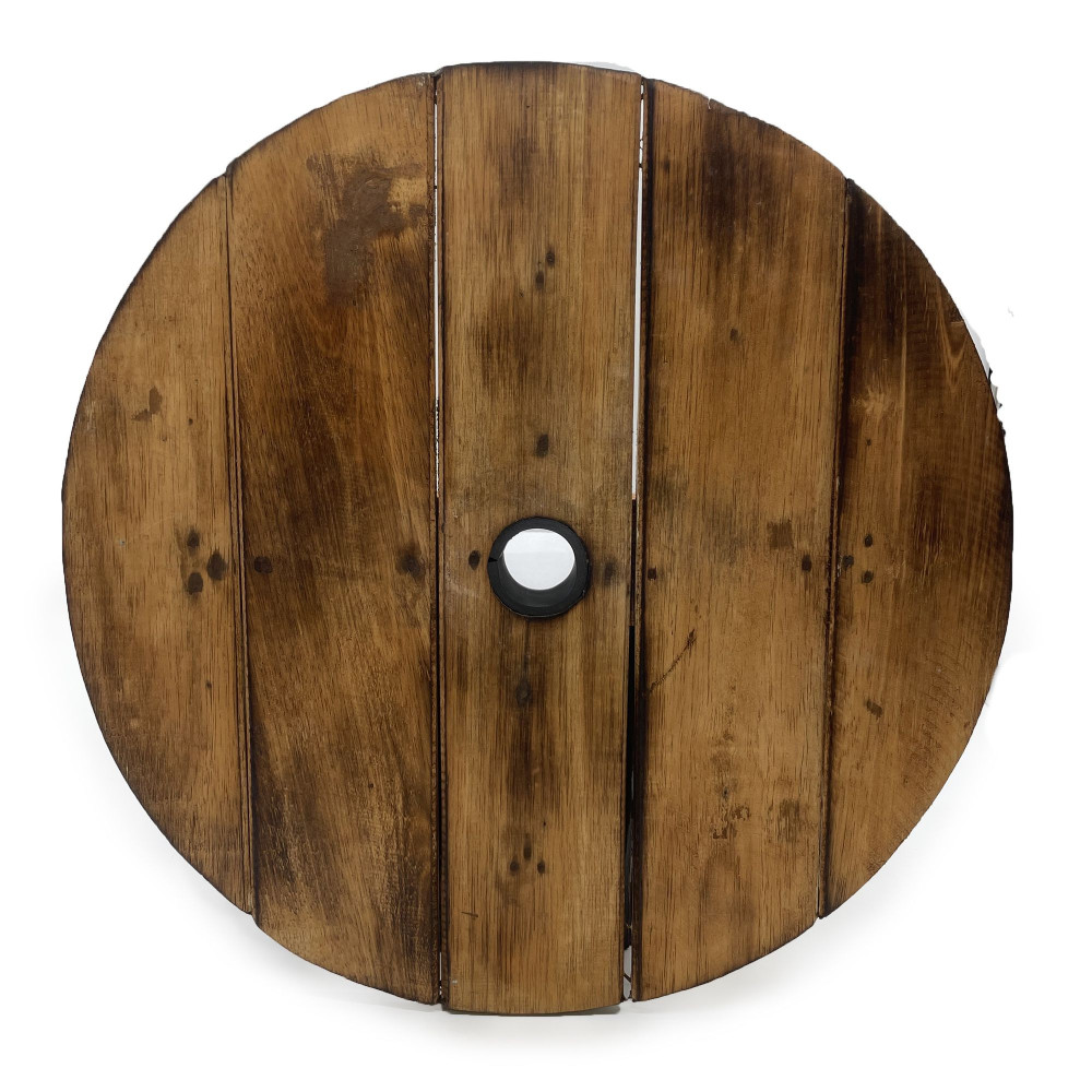 Table d'appoint et support pour parasol en tonneau de bière - Bois naturel 60 x 48,5 cm