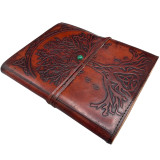 Carnet en cuir Arbre de Vie grand format - 20 x 16 x 2 cm