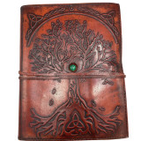 Carnet en cuir Arbre de Vie grand format - 20 x 16 x 2 cm