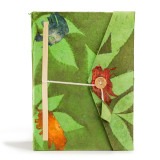 Carnet Lokta Bold Floral - Grand format (21 x 15 cm) - 45 feuilles - Marque-page inclus - Vert mousse