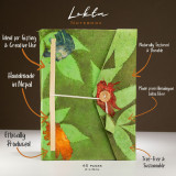 Carnet Lokta Bold Floral - Grand format (21 x 15 cm) - 45 feuilles - Marque-page inclus - Vert mousse