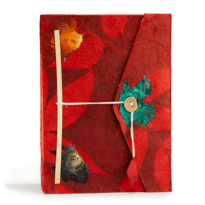 Carnet Lokta Bold Floral - Grand format (21 x 15 cm) - 45 feuilles - Marque-page inclus - Rubis