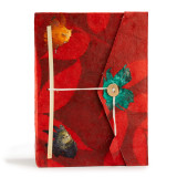 Carnet Lokta Bold Floral - Grand format (21 x 15 cm) - 45 feuilles - Marque-page inclus - Rubis