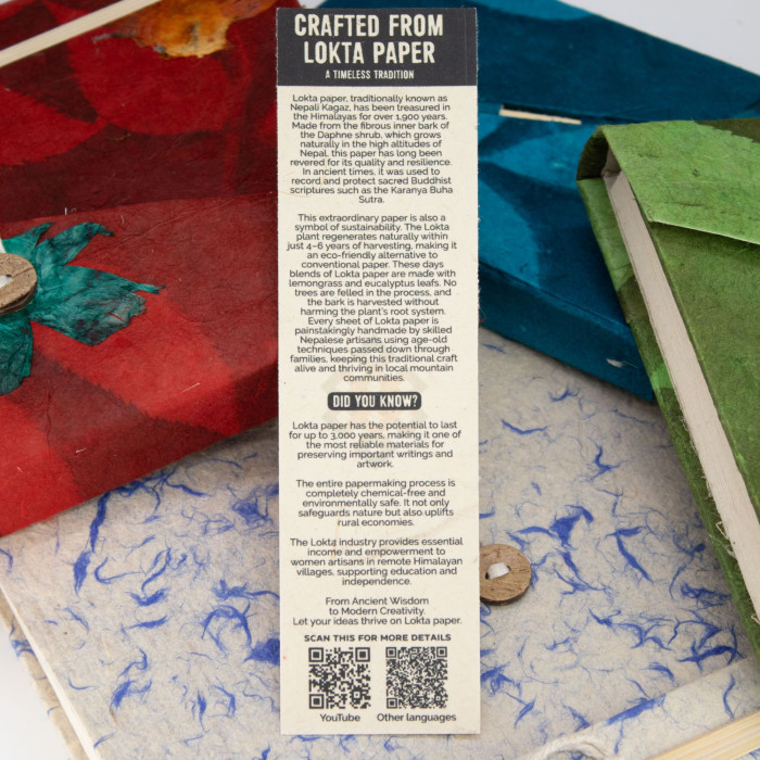 Carnet Lokta Bold Floral - Grand format (21 x 15 cm) - 45 feuilles - Marque-page inclus - Olive