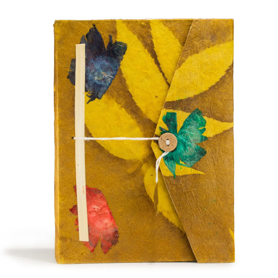 Carnet Lokta Bold Floral - Grand format (21 x 15 cm) - 45 feuilles - Marque-page inclus - Olive
