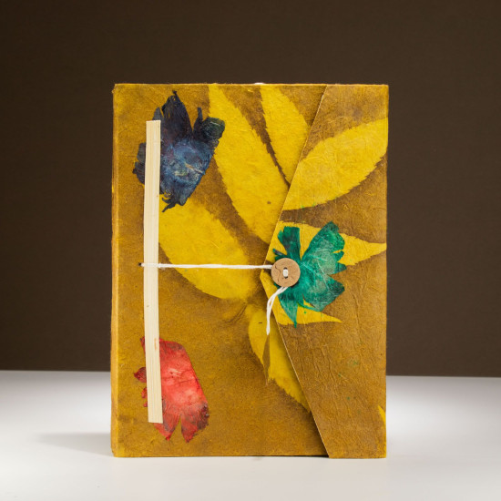 Carnet Lokta Bold Floral - Grand format (21 x 15 cm) - 45 feuilles - Marque-page inclus - Olive