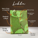 Carnet Lokta Bold Floral à cadenas en bambou - Format moyen (15 x 12 cm) - 45 feuilles - Vert mousse