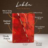 Carnet Lokta Bold Floral à cadenas en bambou - Format moyen (15 x 12 cm) - 45 feuilles - Rubis