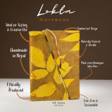 Carnet Lokta Bold Floral à cadenas en bambou - Format moyen (15 x 12 cm) - 45 feuilles - Brun moutarde