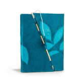 Carnet Lokta Bold Floral à cadenas en bambou - Format moyen (15 x 12 cm) - 45 feuilles - Bleu nuit