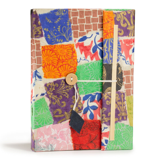 Carnet patchwork Lokta - Grand format (21 x 15 cm) - 45 feuilles - Marque-page inclus - Multicolore