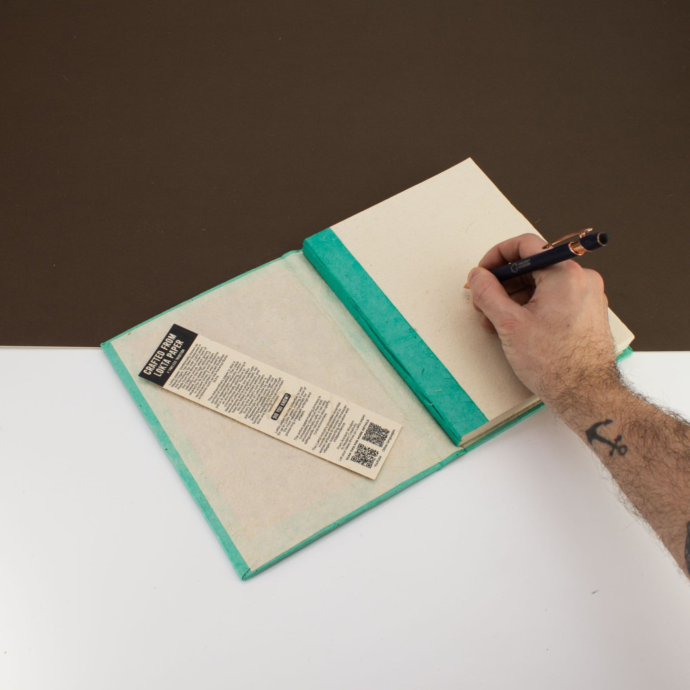 Carnet Lokta Mini Tiles - Grand format (21 x 15 cm) - 45 feuilles - Marque-page inclus - Turquoise