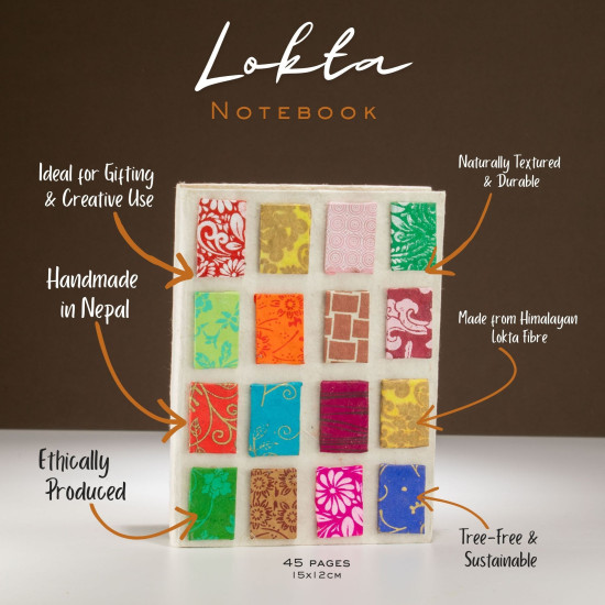 Carnet Lokta Mini Tiles - Format moyen (15 x 12 cm) - 45 feuilles - Naturel
